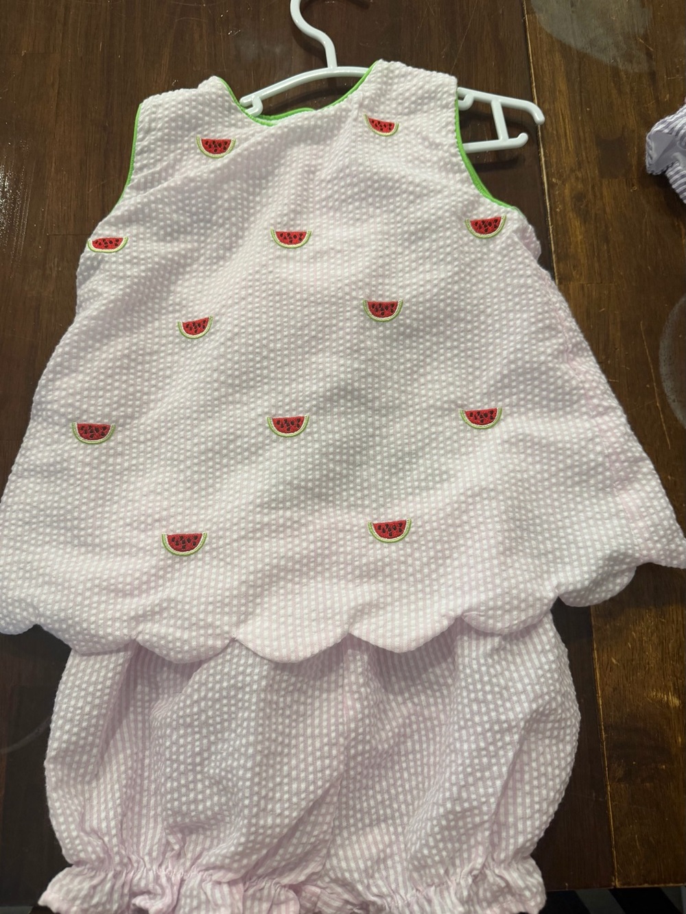 Pink Seersucker Baby Diaper Cover Set with Watermelon Appliqué NEVER WORN